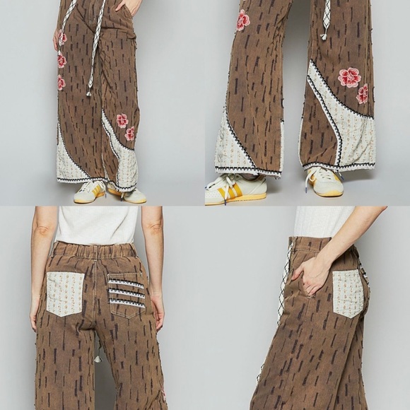 NEW - POL Brown Floral Wide-Leg Pants - Picture 2 of 2